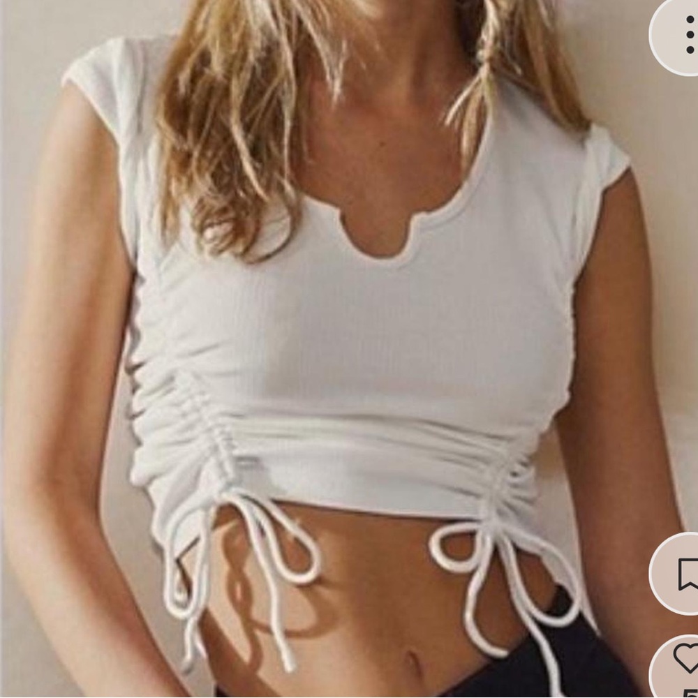 Free People White Ruched Women's Top